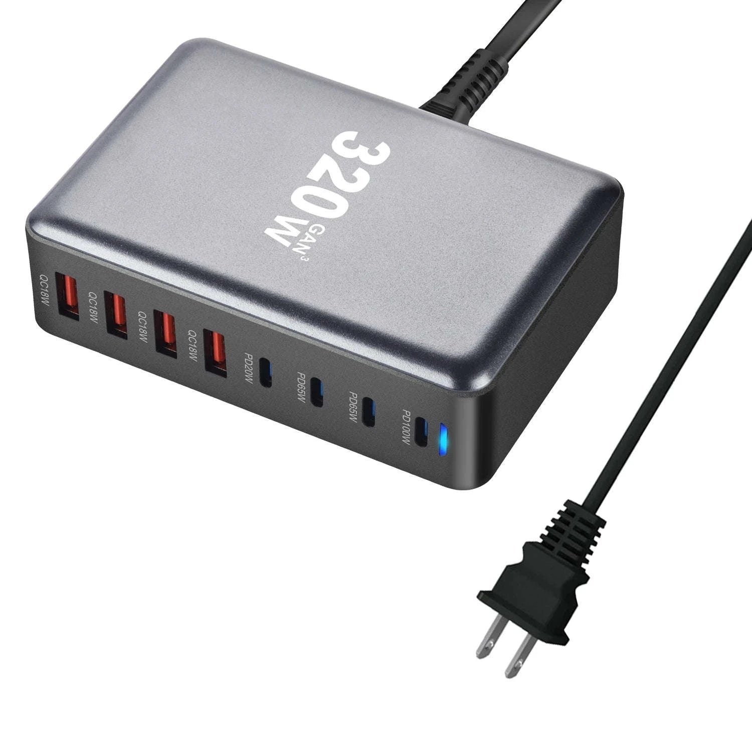 320W GaN Desktop Charger with 8-Port Fast USB‑C Power Delivery-UK