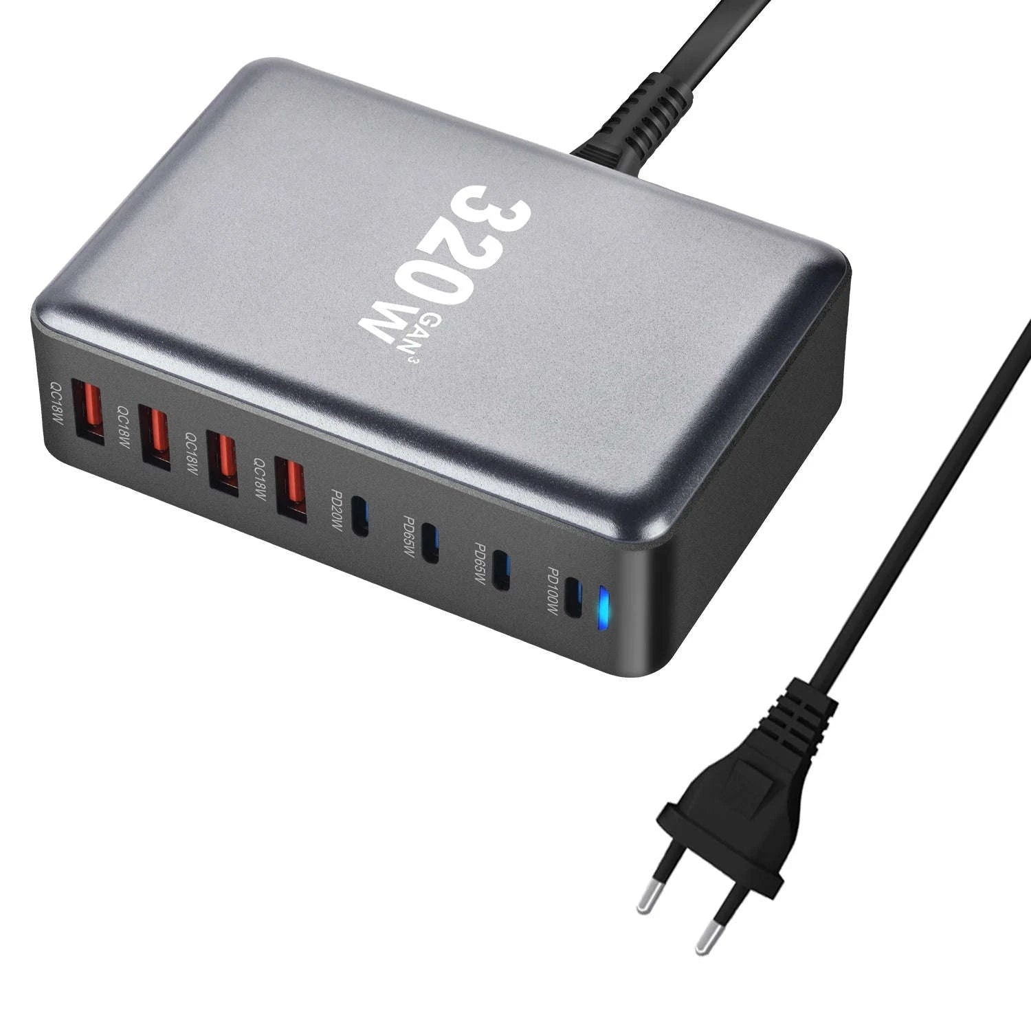 320W GaN Desktop Charger with 8-Port Fast USB‑C Power Delivery-UK