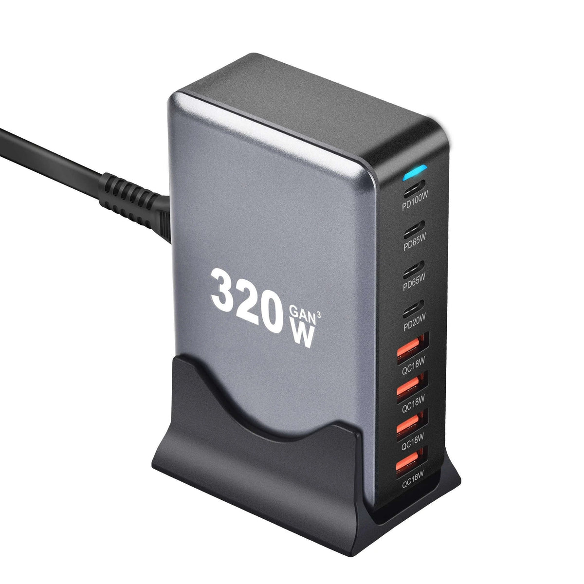 320W GaN Desktop Charger with 8-Port USB-C Power Delivery-UK