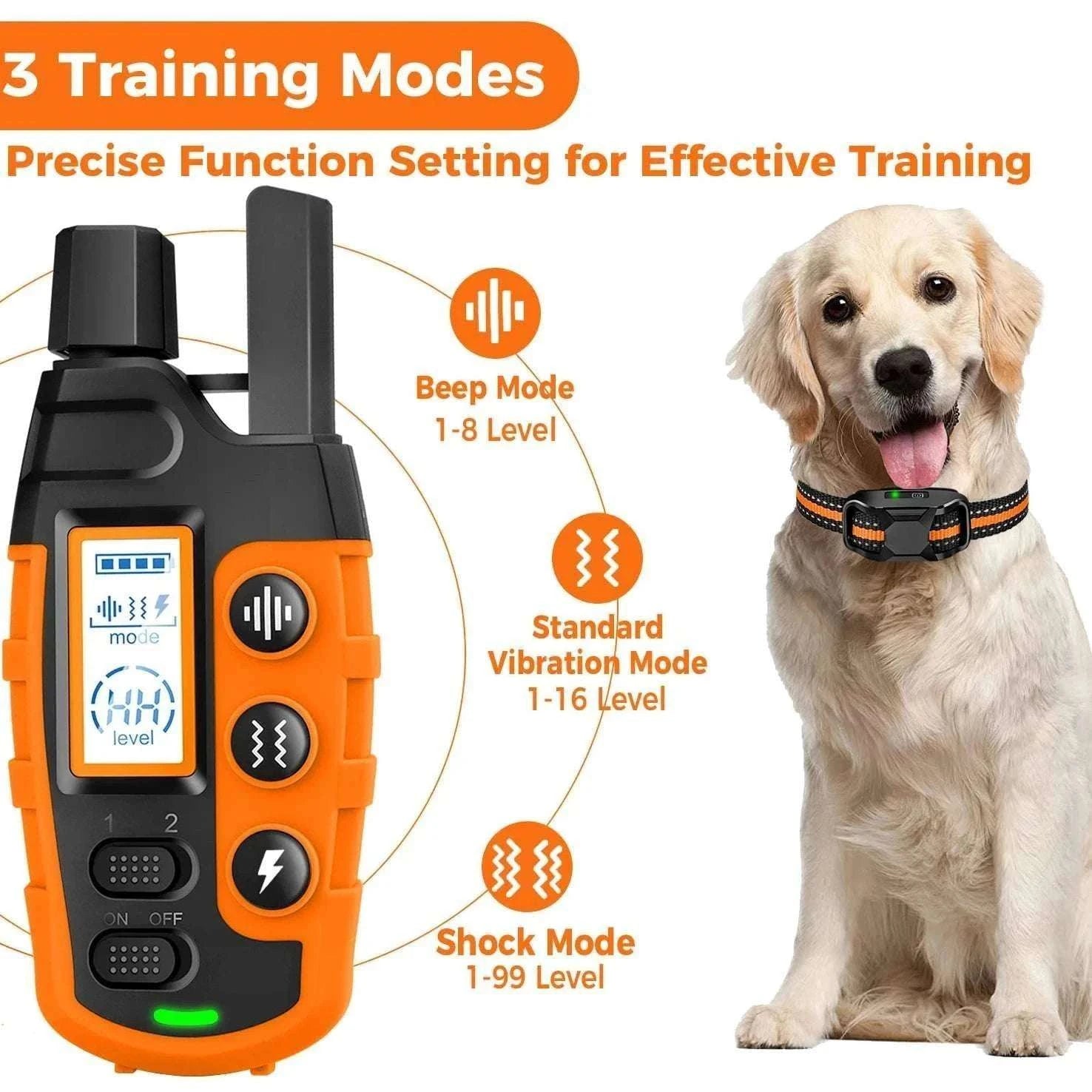 3300ft Remote Dog Training Collar Waterproof with Vibration, Beep & Shock-For 2 Dogs