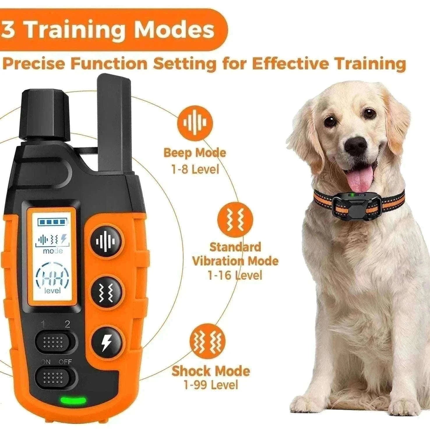 3300ft Remote Dog Training Collar Waterproof with Vibration, Beep & Shock-For 2 Dogs