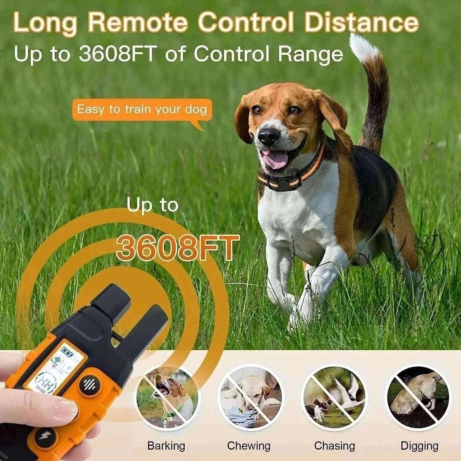 3300ft Remote Dog Training Collar Waterproof with Vibration, Beep & Shock-For 2 Dogs