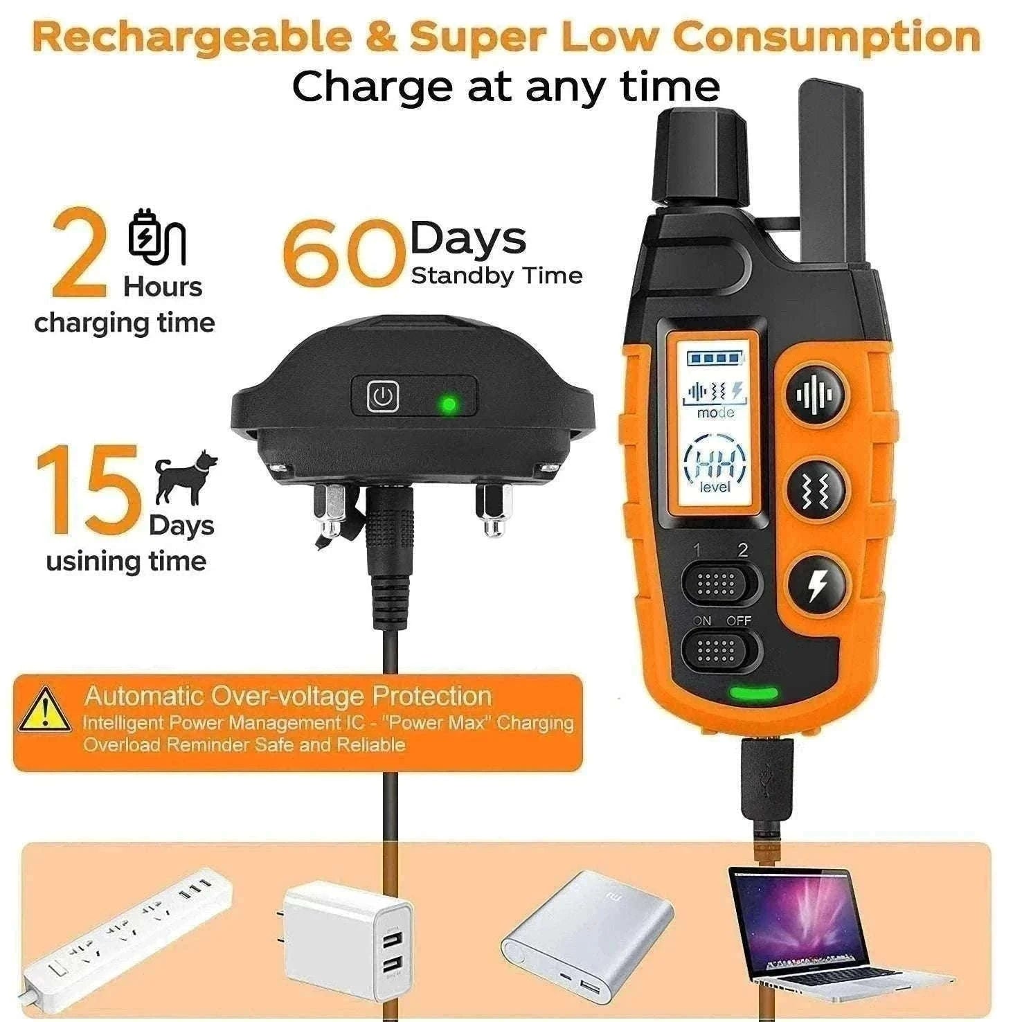 3300ft Remote Dog Training Collar Waterproof with Vibration, Beep & Shock-For 2 Dogs
