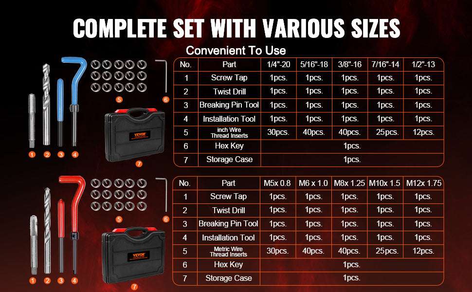 338PCS Helicoil Thread Repair Kit SAE & Metric Drill Tap Set-338 pcs / United States