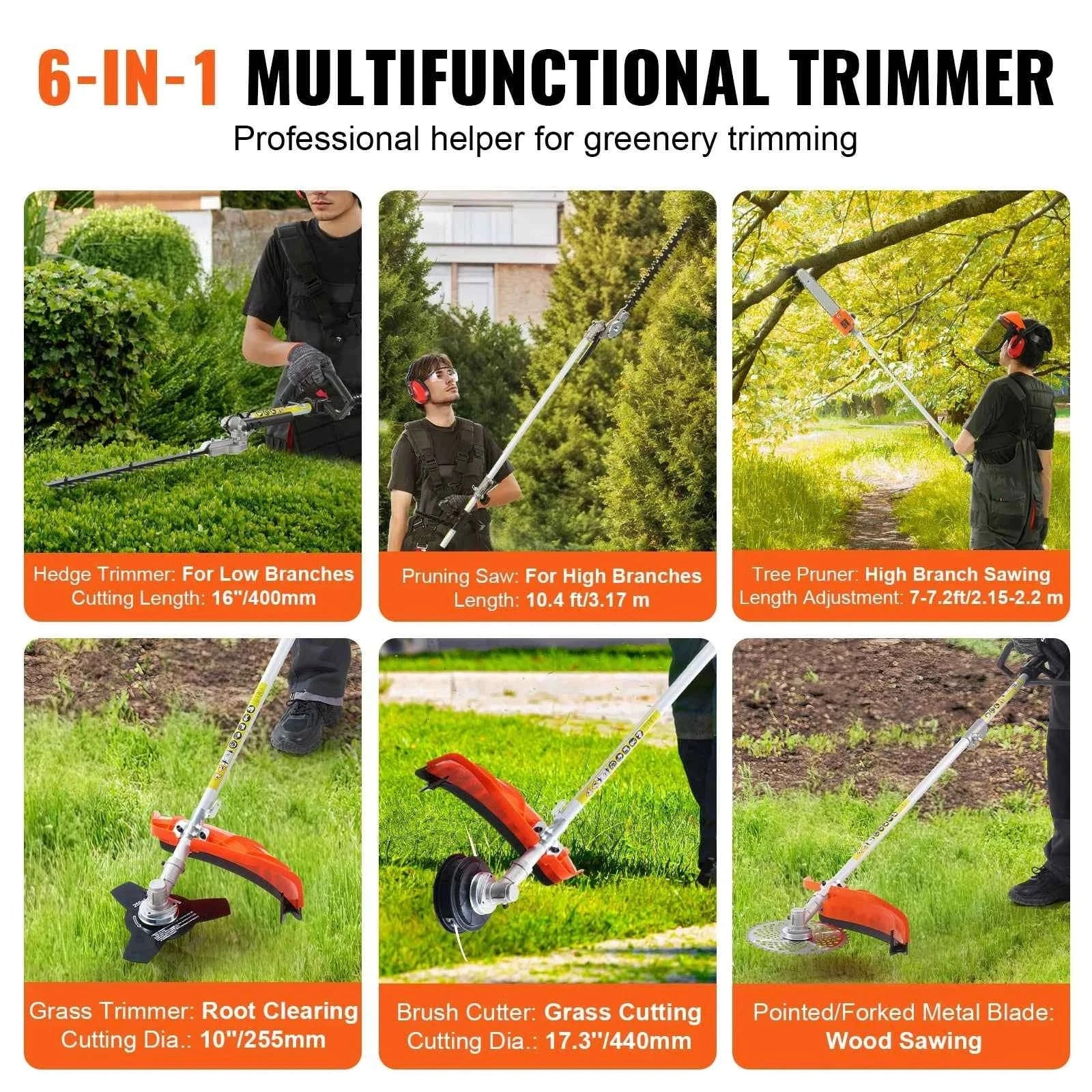 33cc 6-in-1 Gas Trimming Tool-High 33cc 33.5lbs / Germany