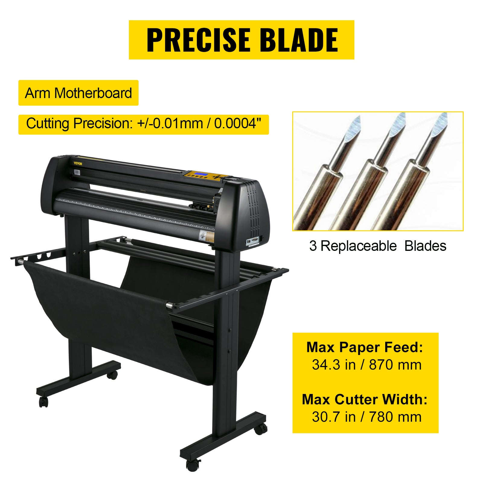 34 Inch Vinyl Cutter Plotter with Paper Basket and LCD Display-United States