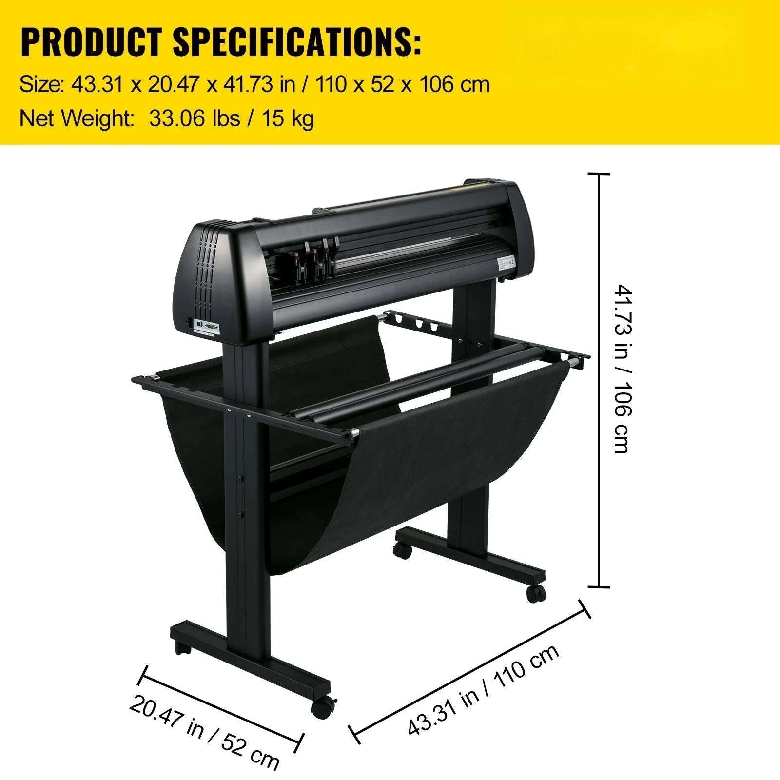 34 Inch Vinyl Cutter Plotter with Paper Basket and LCD Display-United States