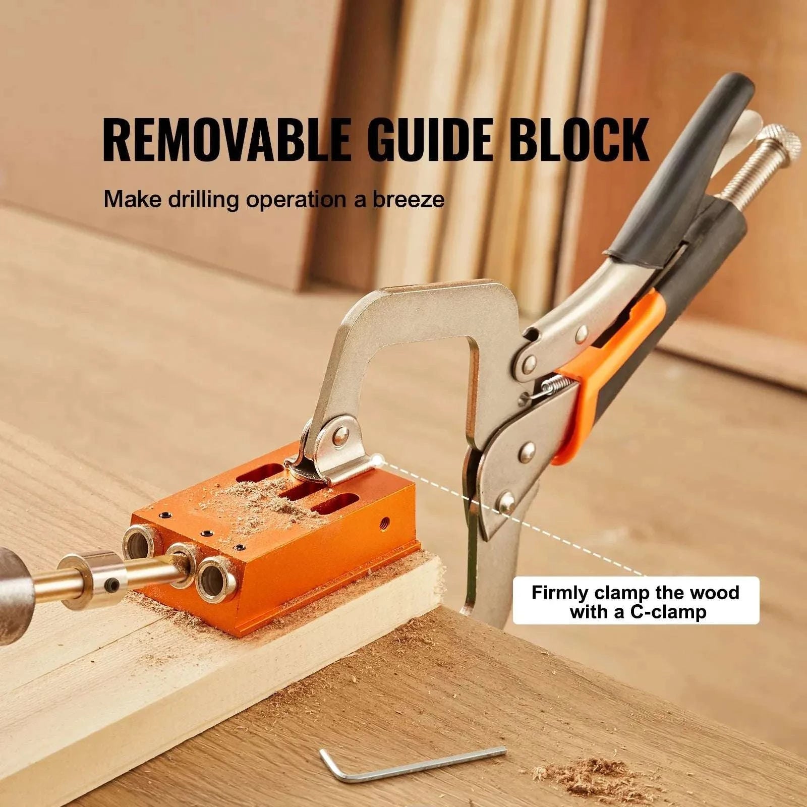 34-Piece Pocket Hole Jig Kit with C-Clamp and Drill Accessories-34 pcs / United States
