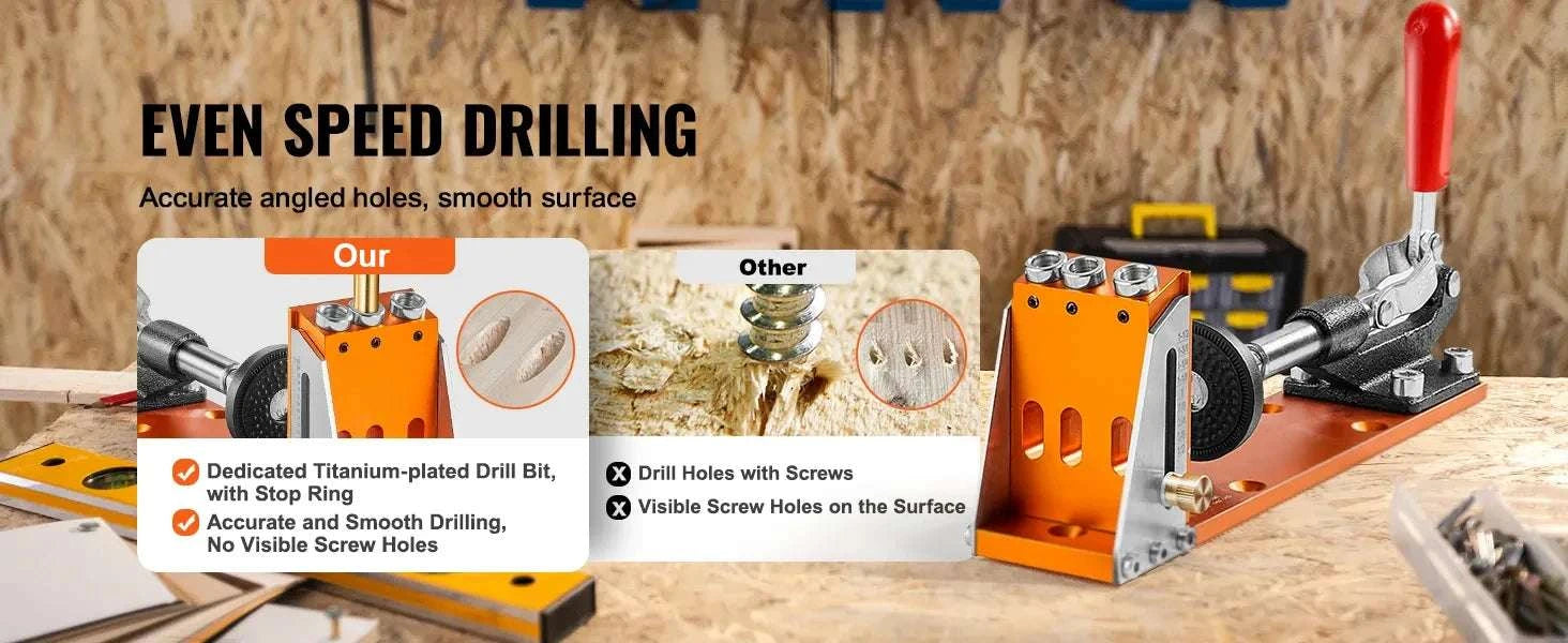 34-Piece Pocket Hole Jig Kit with C-Clamp and Drill Accessories-34 pcs / United States