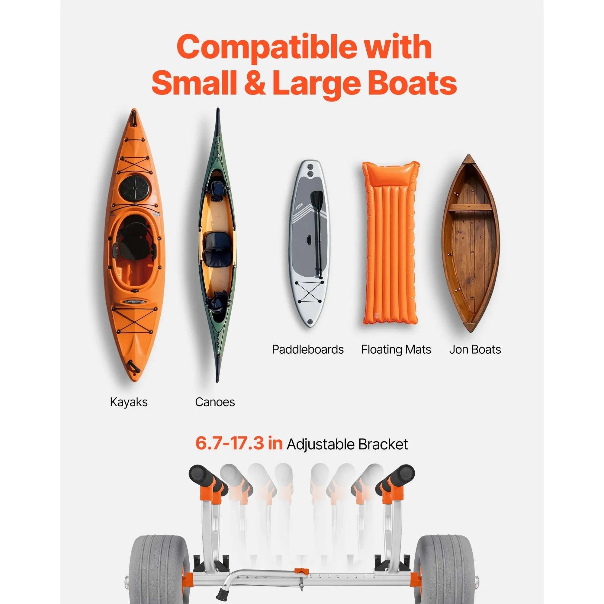 350 lb Kayak Cart with 12" Inflatable Tires & Tie-Down Straps-350 lbs / United States