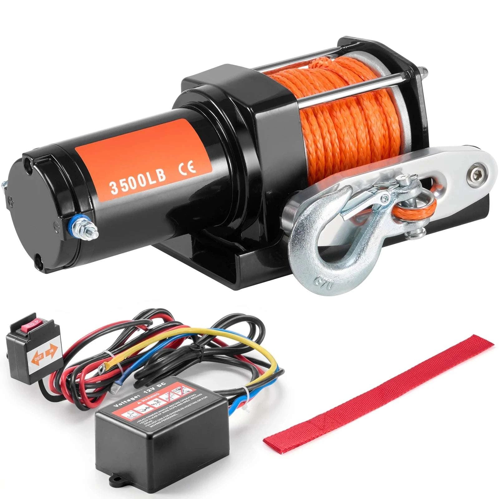 3500 lbs Electric ATV Winch with 39 ft Synthetic Rope & Wired Control-3500lbs / United States