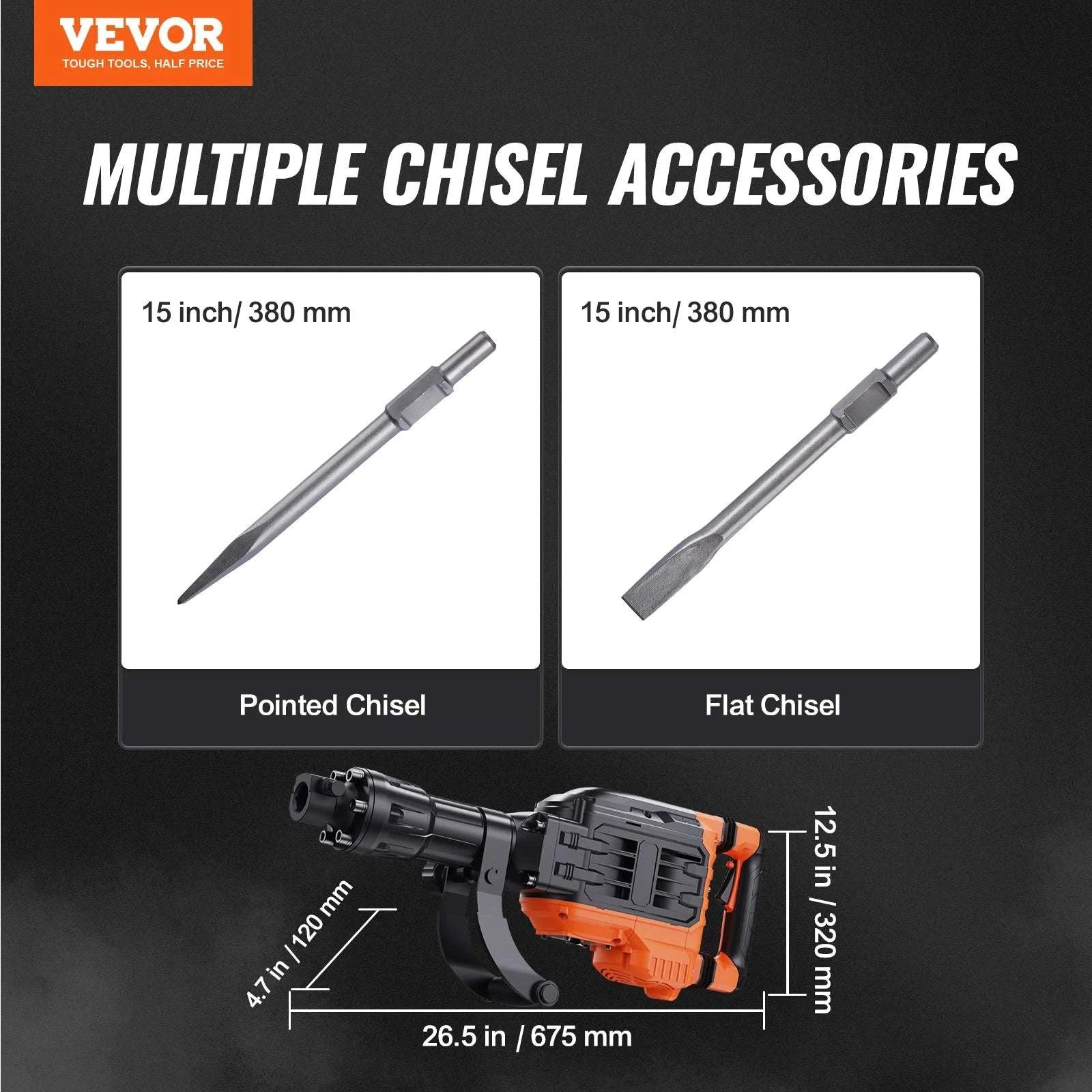3500W Electric Jack Hammer 60J Concrete Breaker with Chisels-3500W / United States