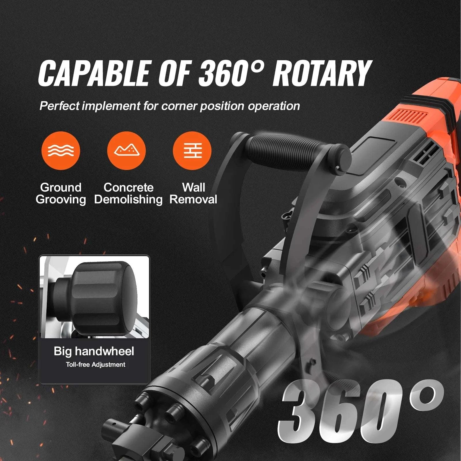 3500W Electric Jack Hammer 60J Concrete Breaker with Chisels-3500W / United States