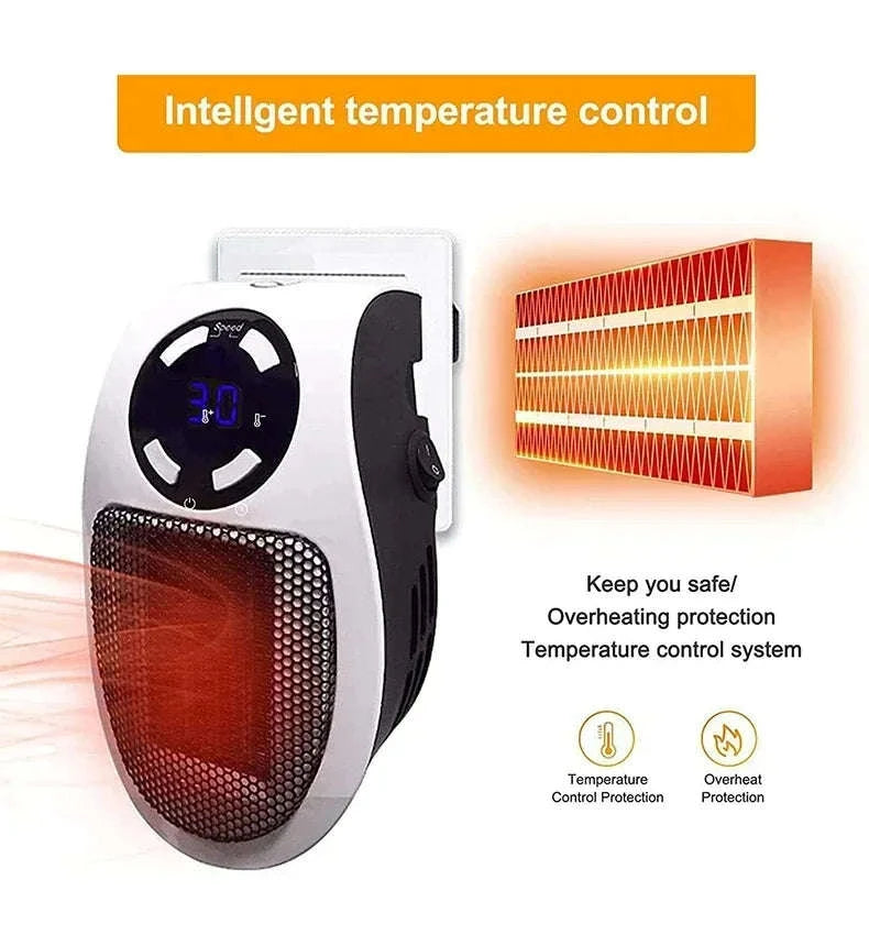 350W Portable Electric Heater with Remote Control-WHITE / EU / China Mainland
