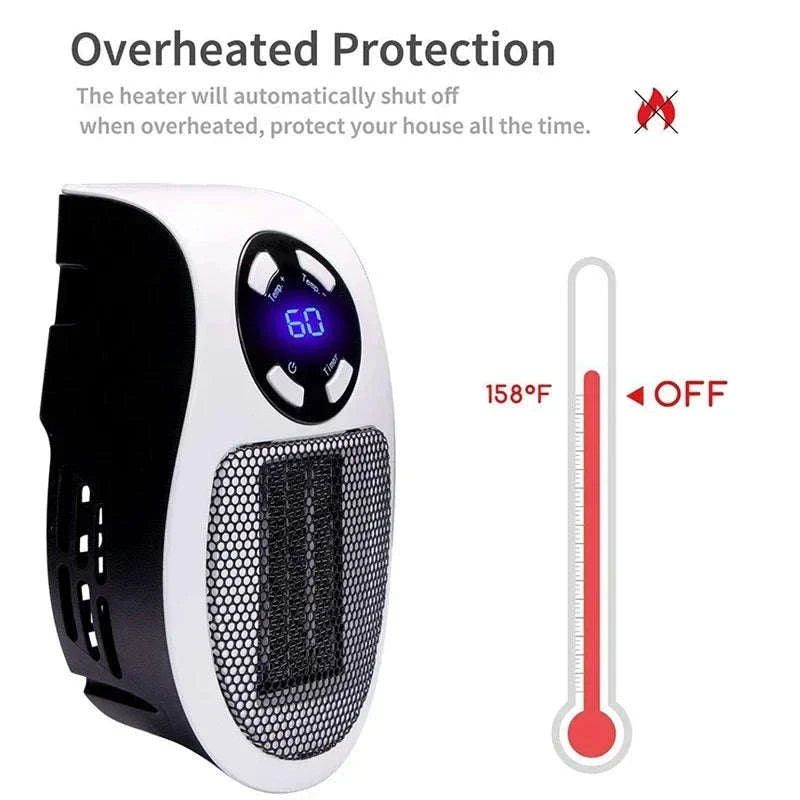 350W Portable Electric Heater with Remote Control-WHITE / EU / China Mainland