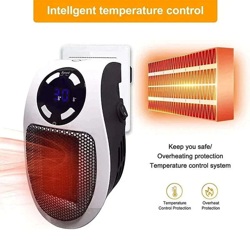 350W Portable Electric Heater with Remote Control-WHITE / EU / China Mainland