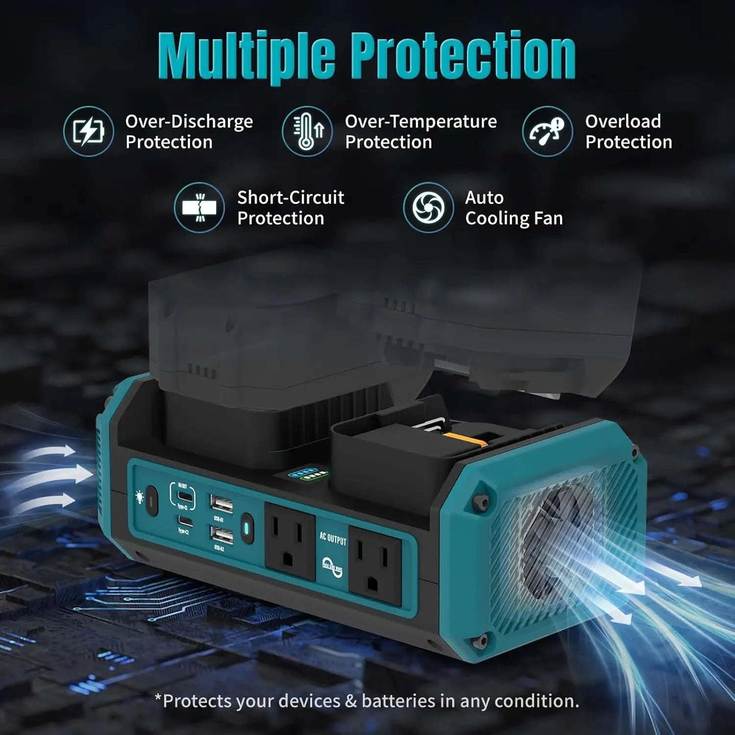 350W Pure Sine Wave Battery Inverter for Makita 18V-1pc / United States