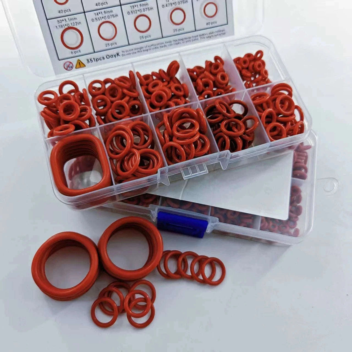 351pcs Silicone O-Ring Set, 10 Sizes, Oil and Heat Resistant-Default Title