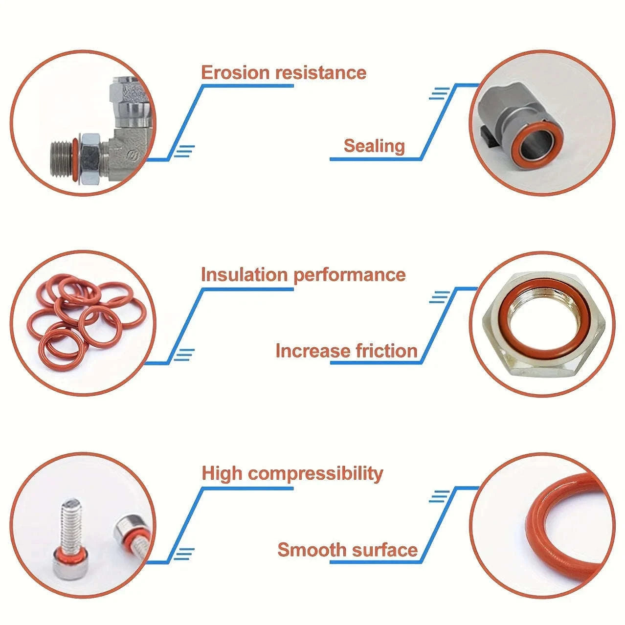 351pcs silicone O-ring set, 10 sizes, oil and heat resistant, suitable for cars and pipelines-Default Title