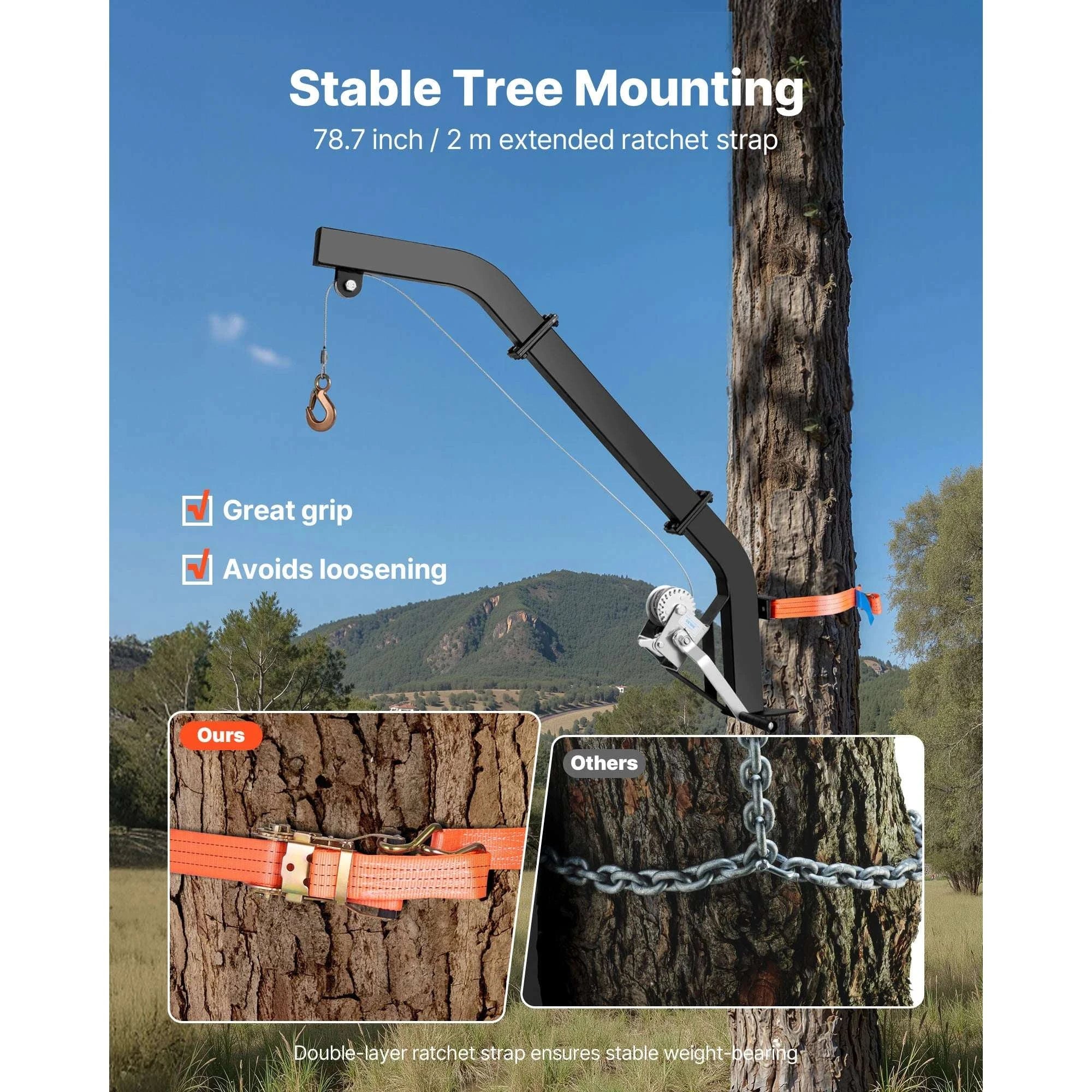 353 lb Tree Mounted Deer Hoist with Manual Winch & Strap-