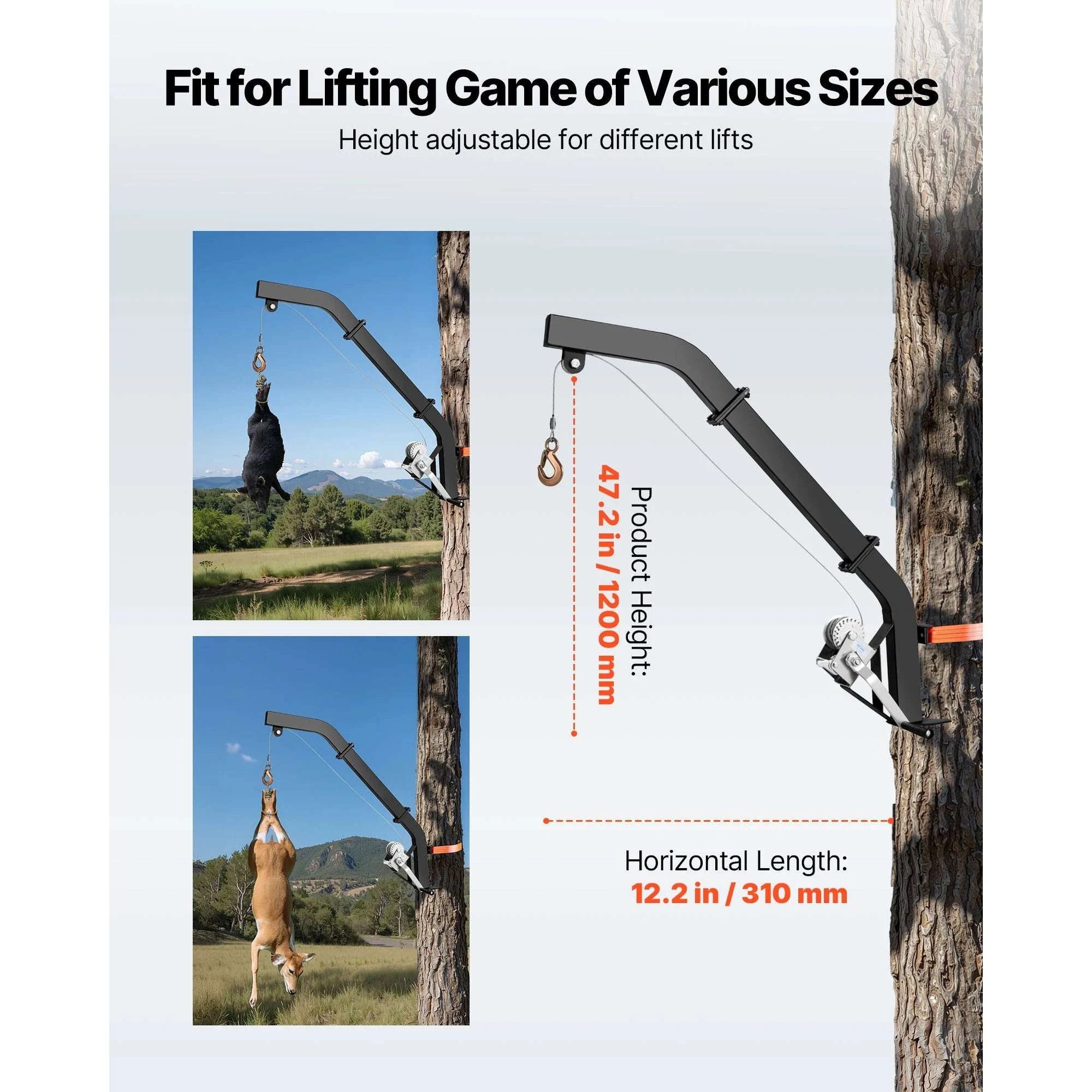 353 lb Tree Mounted Deer Hoist with Manual Winch & Strap-