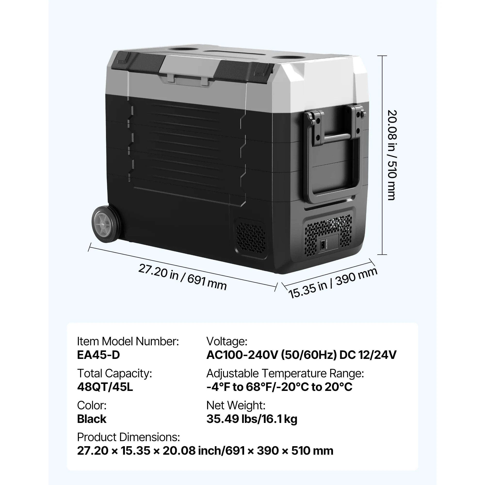 35L Car Refrigerator Compressor Electric Cooler with App Control, Wheels & Dual Zone-35L with wheels / france