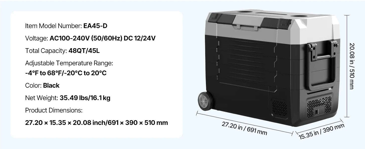 35L Car Refrigerator Compressor Electric Cooler with App Control, Wheels & Dual Zone-35L with wheels / france