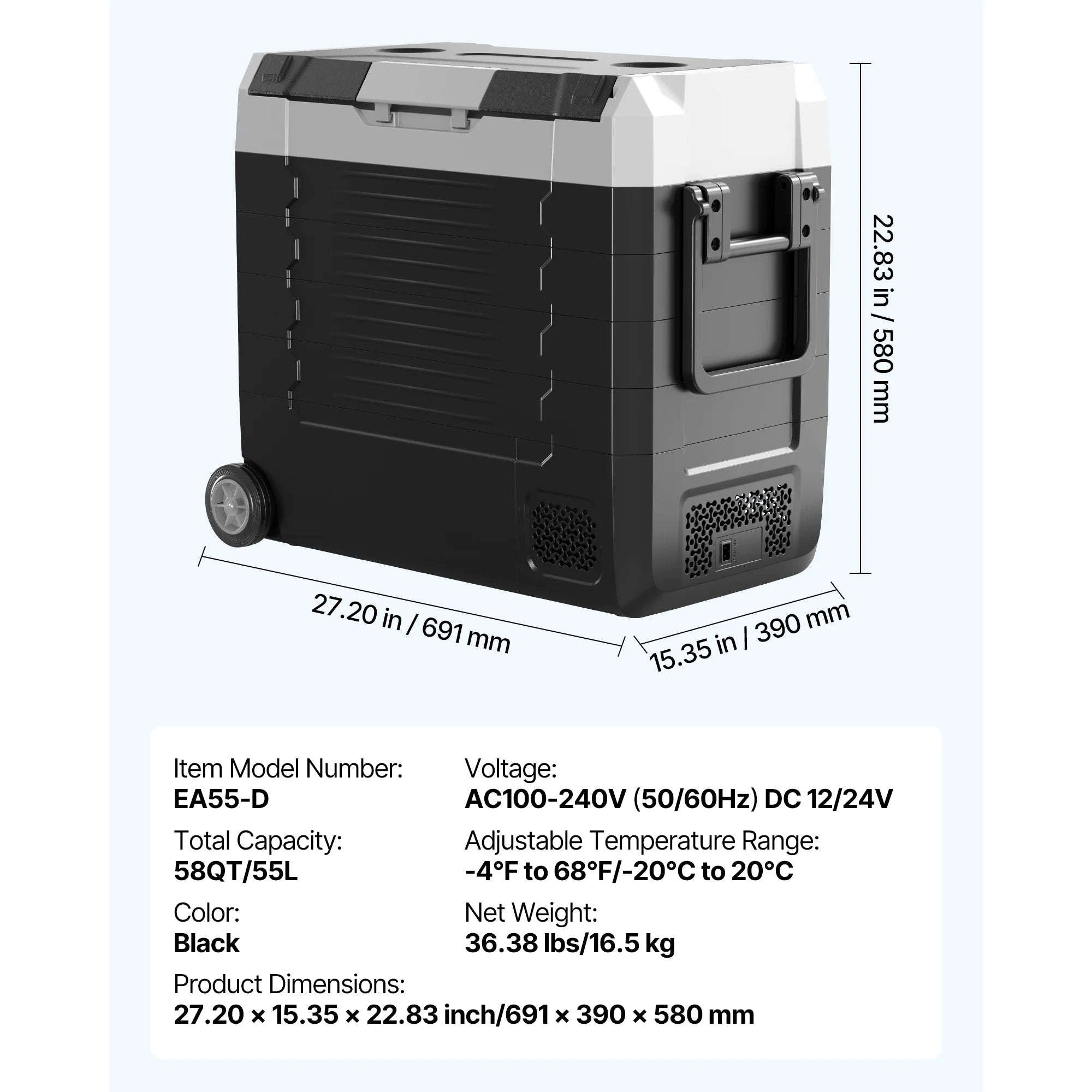 35L Car Refrigerator Compressor Electric Cooler with App Control, Wheels & Dual Zone-35L with wheels / france