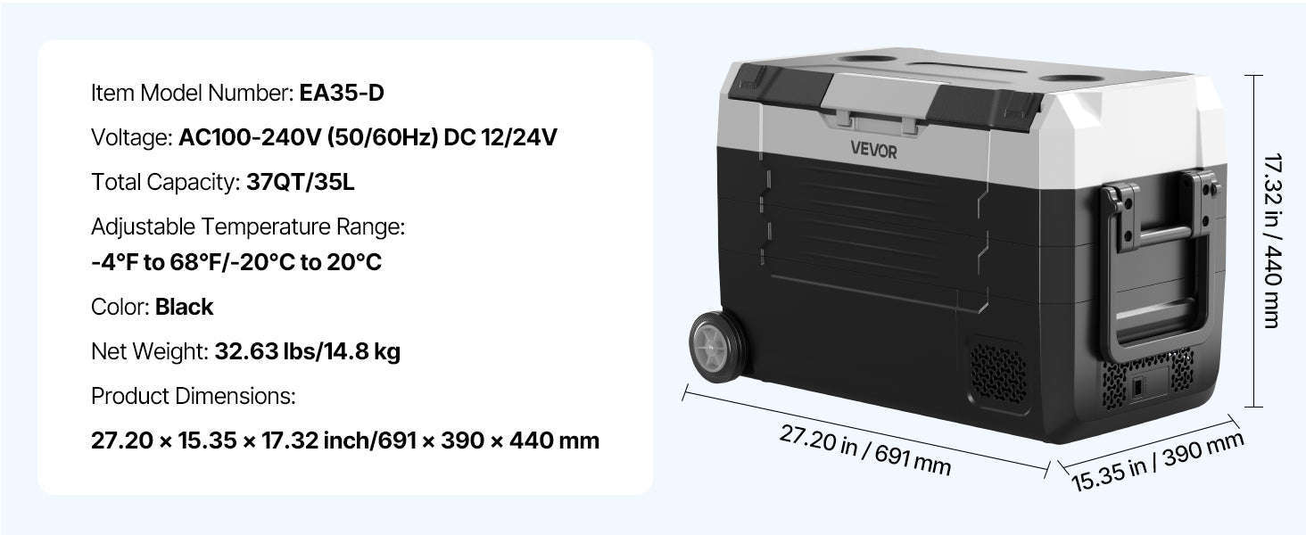 35L Car Refrigerator Compressor Electric Cooler with App Control, Wheels & Dual Zone-35L with wheels / france
