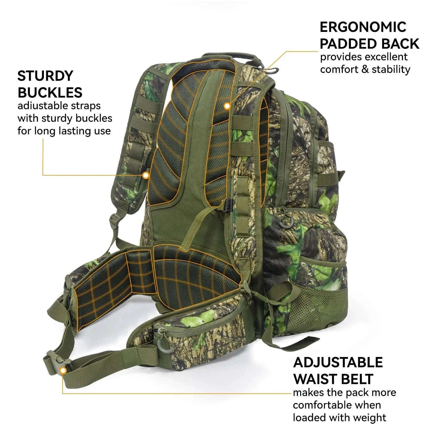 35L Hunting Backpack for Rifle, Bow and Gear Storage-Green