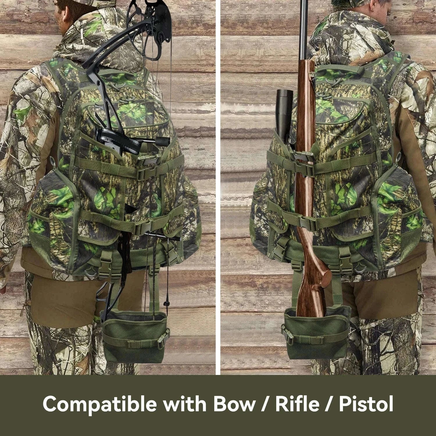 35L Hunting Backpack for Rifle, Bow and Gear Storage-Green