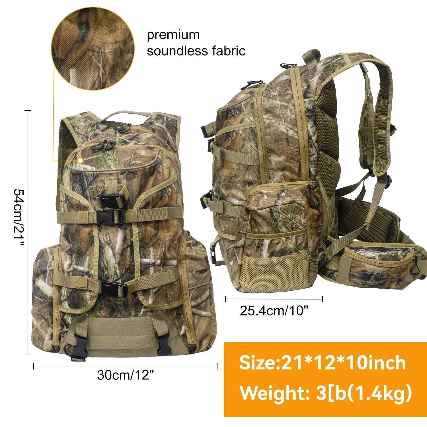 35L Hunting Backpack for Rifle, Bow and Gear Storage-Green