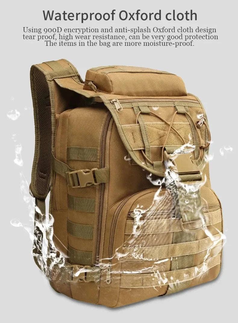 35L Large Capacity Tactical Backpack for Camping and Hiking-Black / United Kingdom