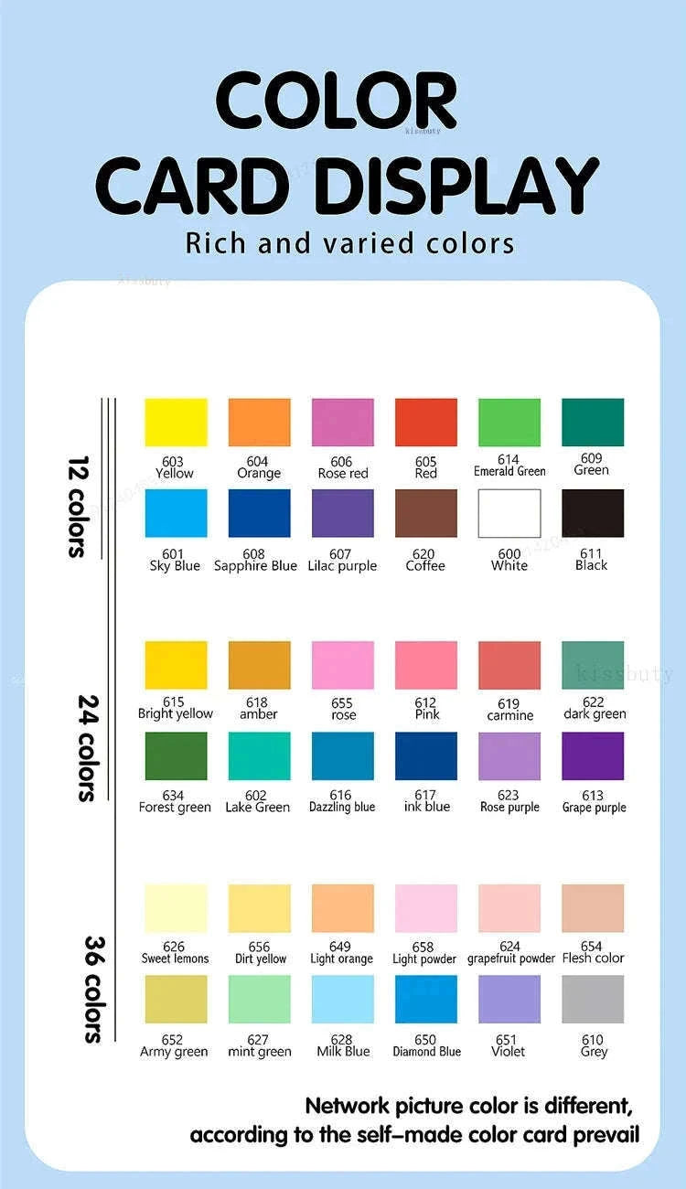 36-Color Acrylic Marker Pens Set with Brush Nib-12 Colors