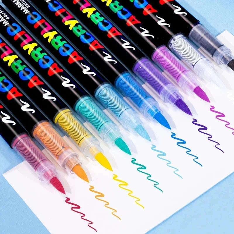 36-Color Acrylic Marker Pens Set with Brush Nib-12 Colors