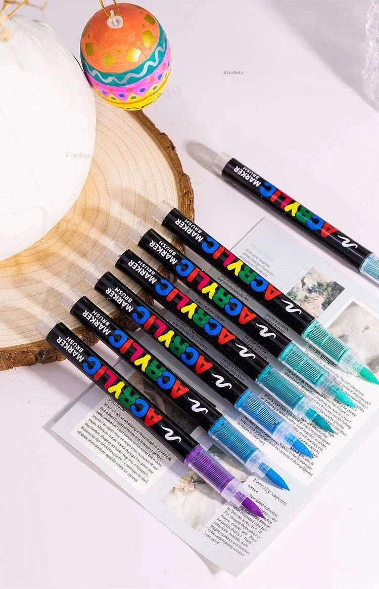 36-Color Acrylic Marker Pens Set with Brush Nib-12 Colors