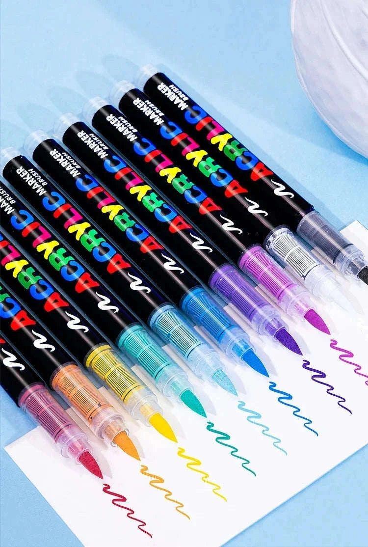 36-Color Acrylic Marker Pens Set with Brush Nib-12 Colors