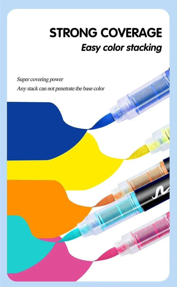 36-Color Acrylic Marker Pens Set with Brush Nib-12 Colors
