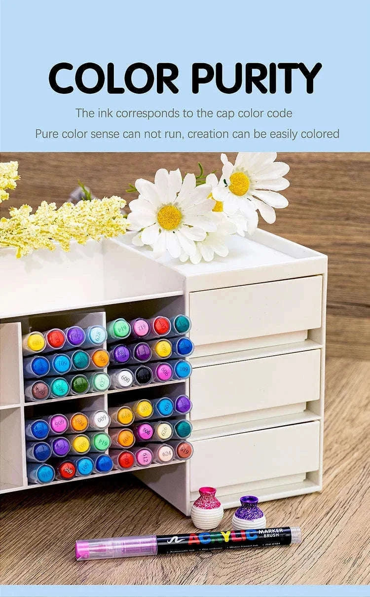 36-Color Acrylic Marker Pens Set with Brush Nib-12 Colors