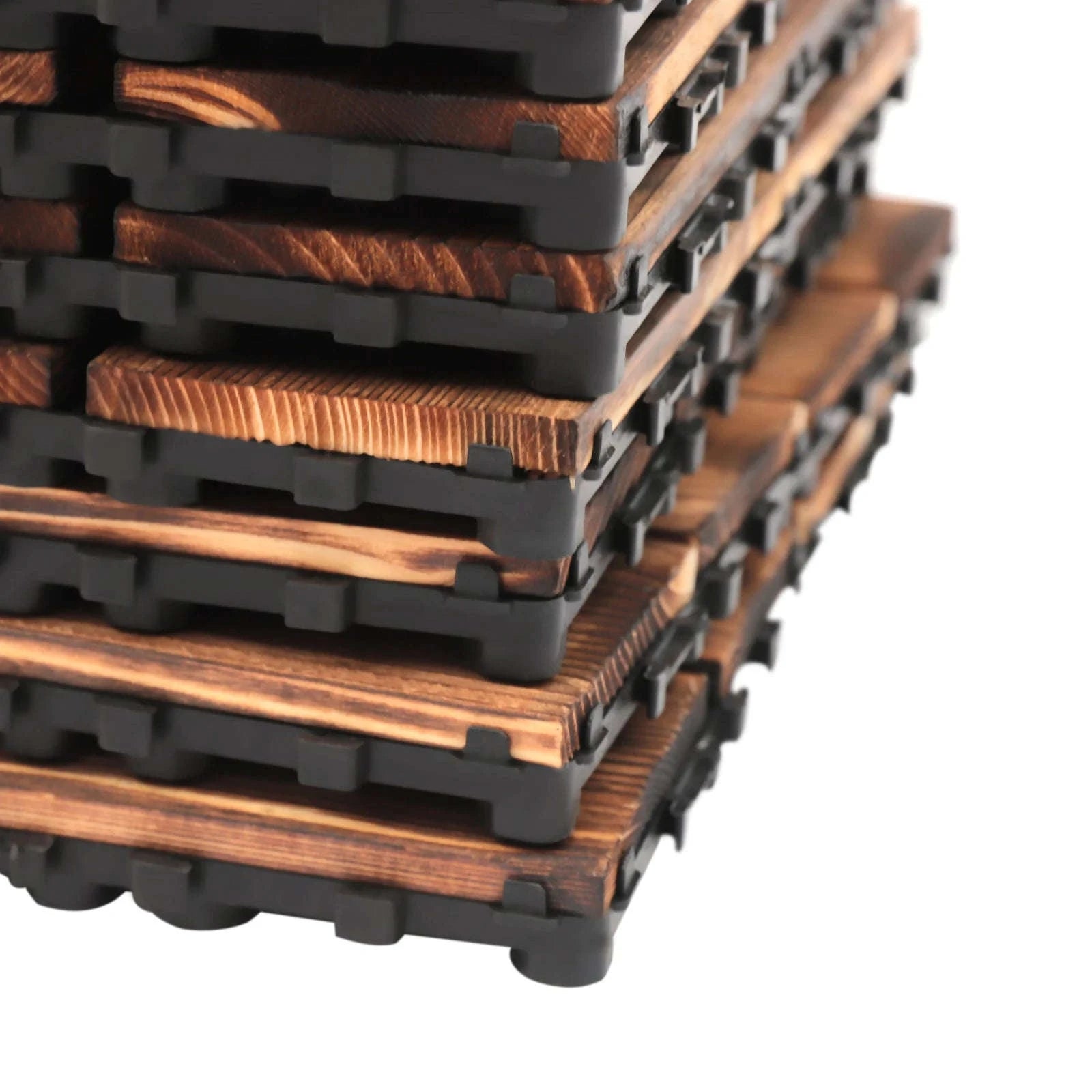 36-Piece Outdoor Wooden Flooring Tiles Set-Chocolate / GERMANY