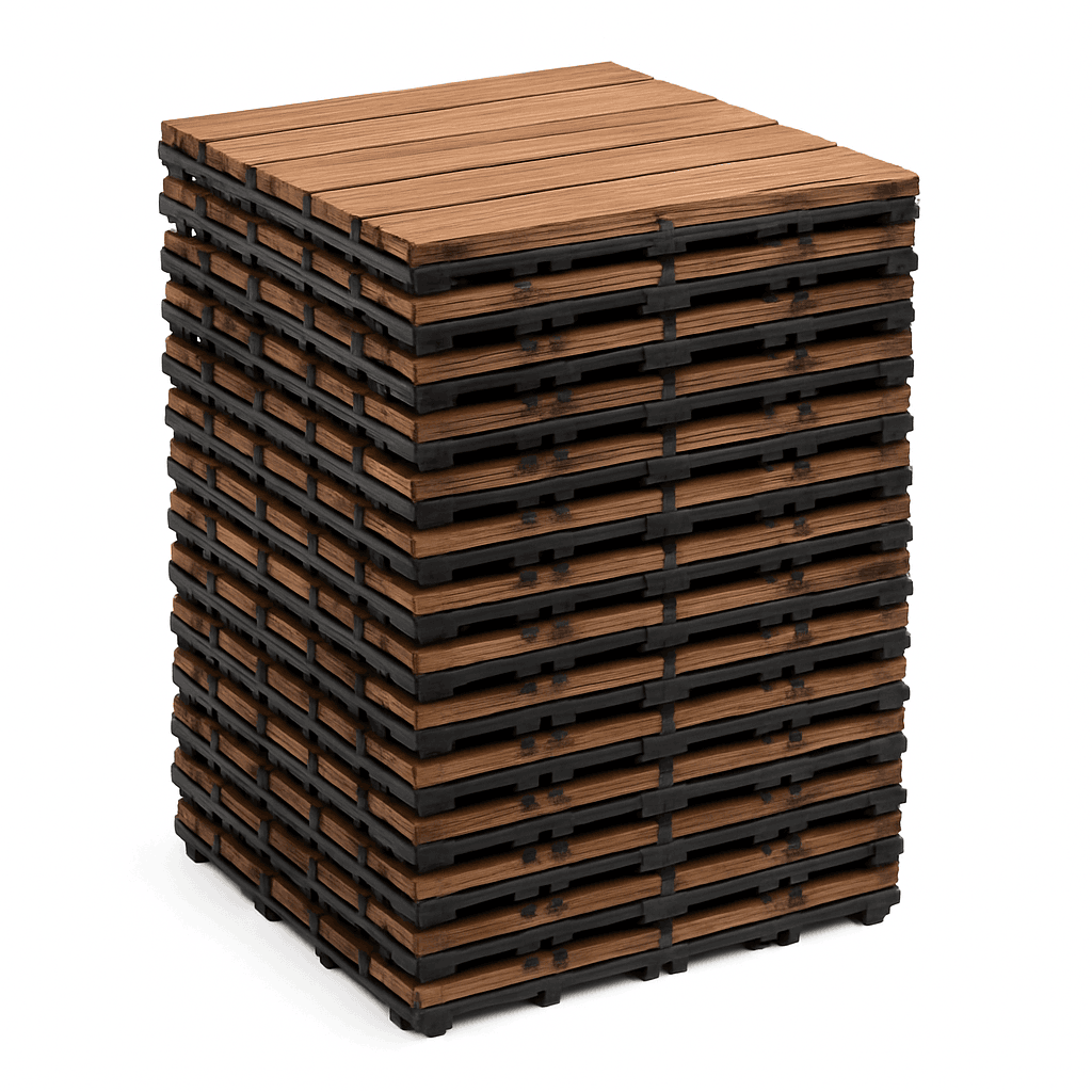 36-Piece Wooden Interlocking Outdoor Flooring Tiles Set-Chocolate / United States