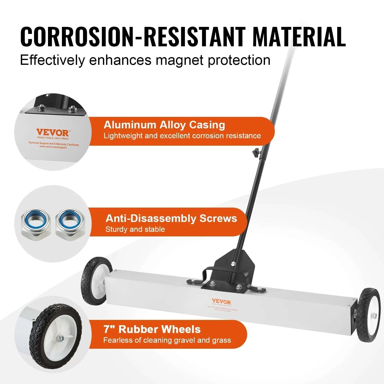 36" Rolling Magnetic Sweeper with Wheels & Adjustable Handle-23.6in 45lbs MAX / United States