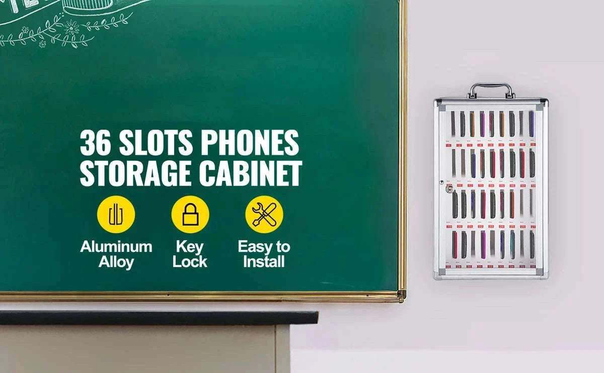36-Slot Lockable Cell Phone Storage Cabinet Wall Mounted Organizer-36 Slots / CZECH REPUBLIC