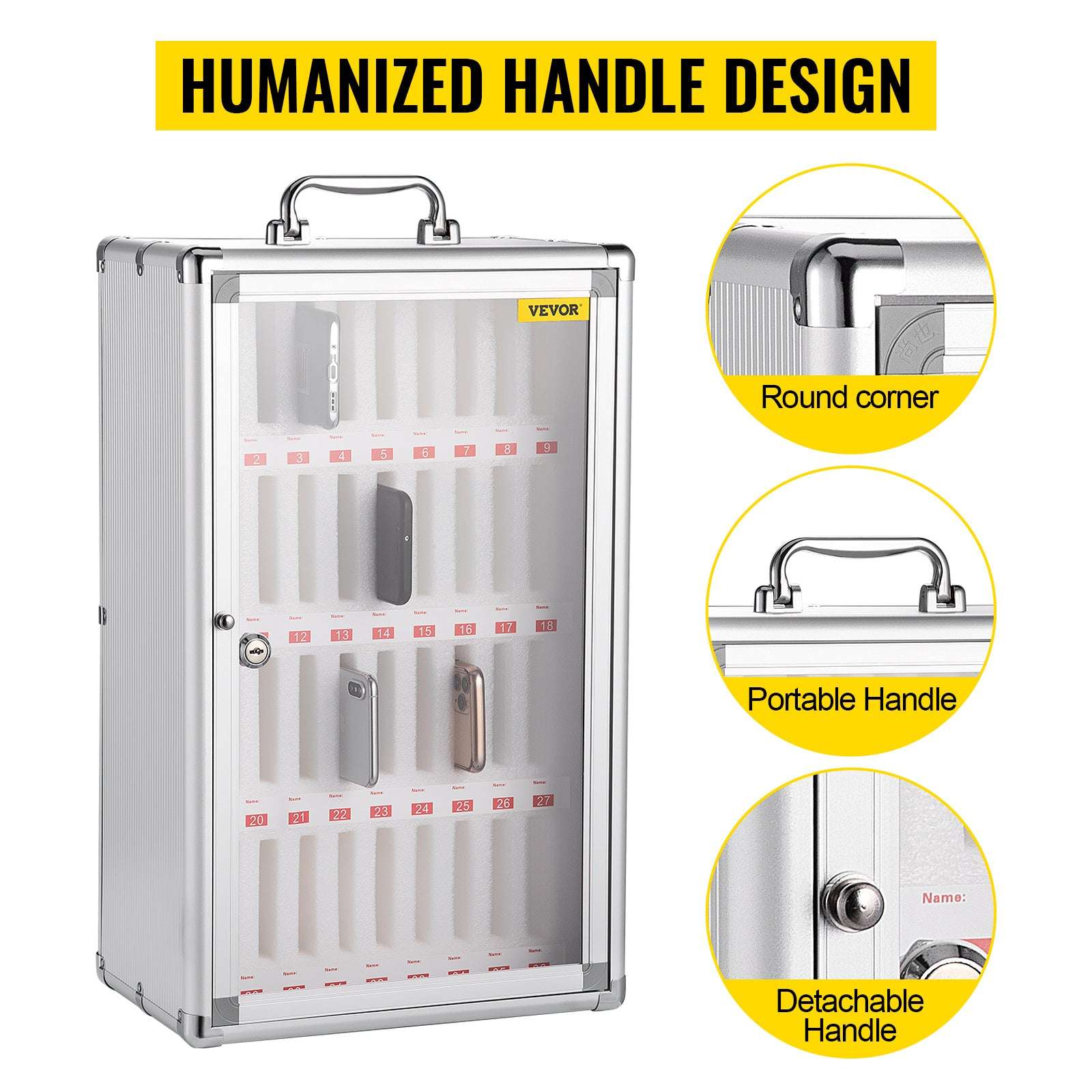 36-Slot Lockable Cell Phone Storage Cabinet Wall Mounted Organizer-36 Slots / CZECH REPUBLIC