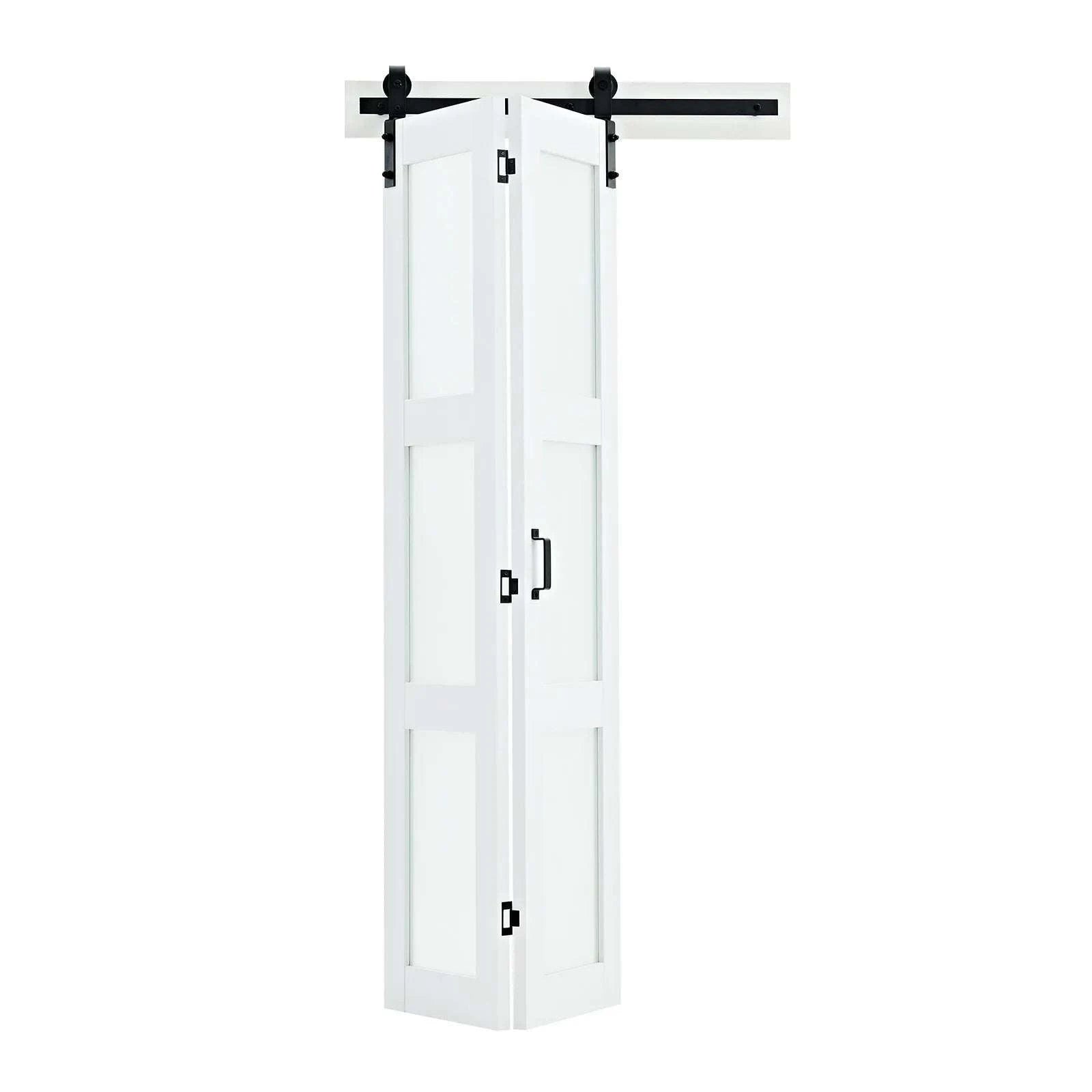 36" x 84" Bifold Barn Door with Frosted Glass & Hardware Kit-36x84inch / United States