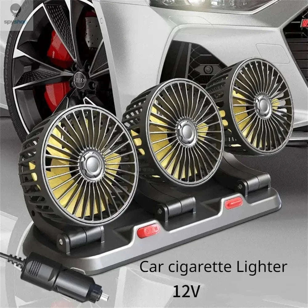 360° Adjustable Dual-Head Car Fan for Cooler Drives-3 Head 24V Car cigar