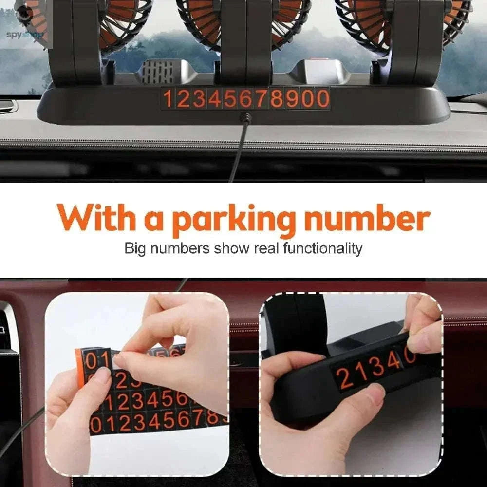 360° Adjustable Dual-Head Car Fan for Cooler Drives-3 Head 24V Car cigar