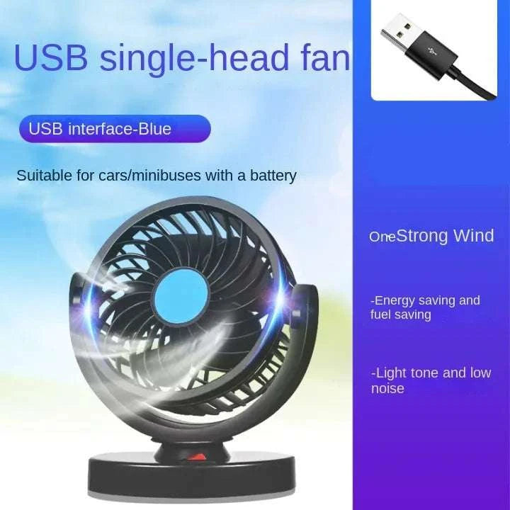 360° Adjustable Dual Head Car Fan with USB & 12V/24V Power-United States / 2 Head 12V Car cigar