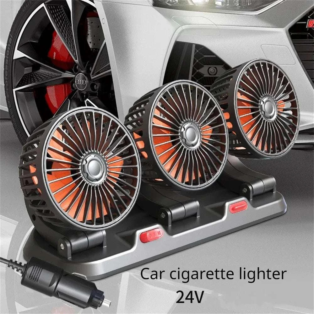 360° Adjustable Dual Head Car Fan with USB & 12V/24V Power-United States / 2 Head 12V Car cigar