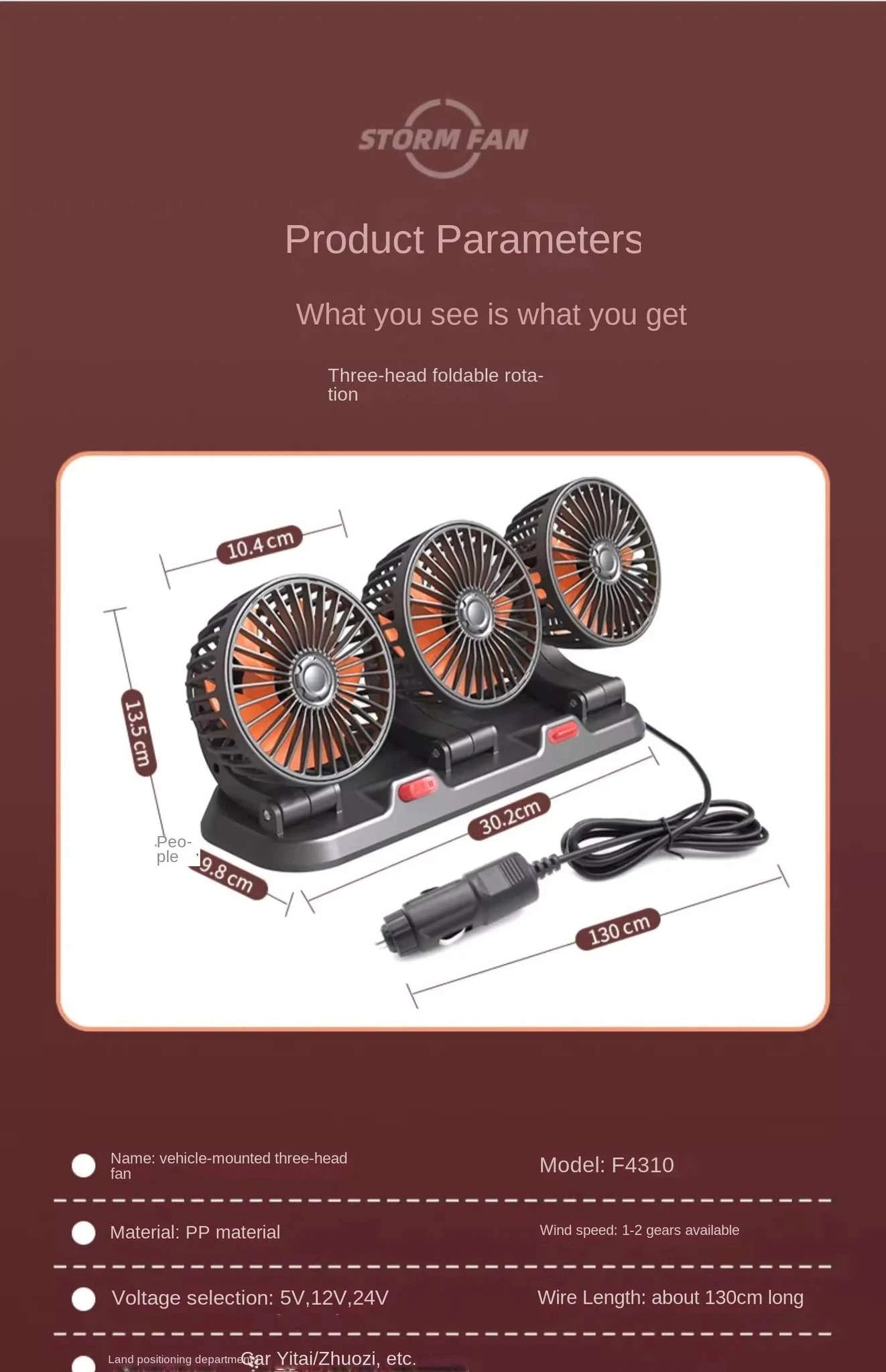 360° Adjustable Dual Head Car Fan with USB & 12V/24V Power-United States / 2 Head 12V Car cigar